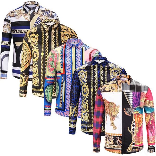 luxury slim shirt medusa men = 2019ss 3d golden floral print men's shirt long sleeve business casual shirt men's wear, White;black
luxury slim shirt medusa men = 2019ss 3d golden floral print men's shirt long sleeve business casual shirt men's wear, White;black