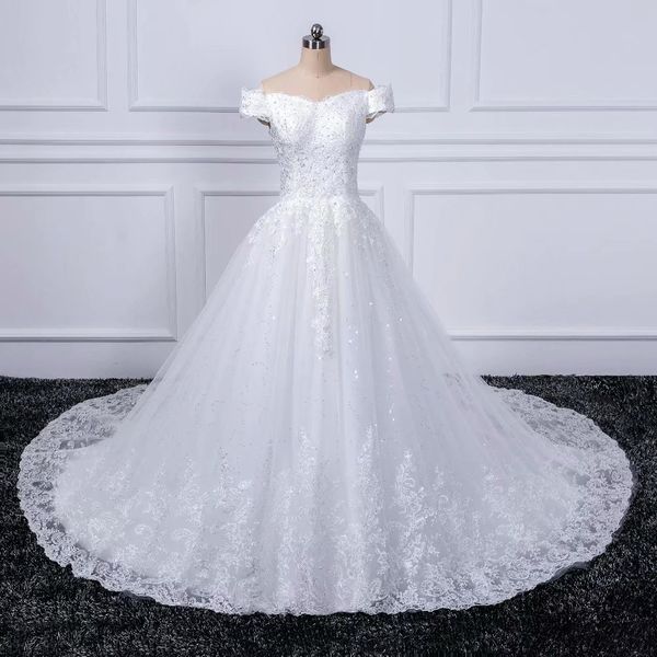 charming beaded off the shoulder wedding dresses lace appliques plus size wedding dresses sequins ball gown wedding dresses with court train, White
charming beaded off the shoulder wedding dresses lace appliques plus size wedding dresses sequins ball gown wedding dresses with court train, White