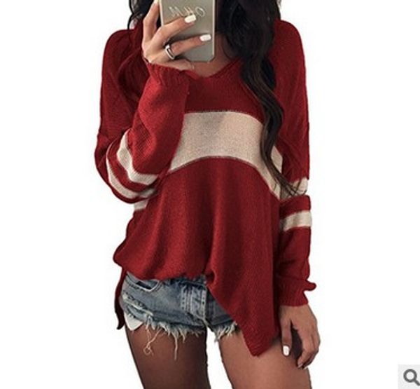 2019 new autumn winter women fashion striped stitching knit sweater lady v-neck long sleeve loose slim fit causal sweaters, White;black
2019 new autumn winter women fashion striped stitching knit sweater lady v-neck long sleeve loose slim fit causal sweaters, White;black