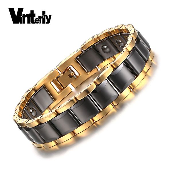 vinterly hematite bracelet for men health energy black gold color ceramic bracelets bangles men hand chain link jewelry, Golden;silver
vinterly hematite bracelet for men health energy black gold color ceramic bracelets bangles men hand chain link jewelry, Golden;silver