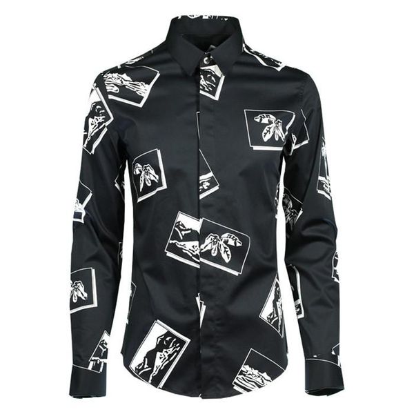 shirt spring black and white printed long sleeve cotton slim fit homme shirt mens designer casual, White;black
shirt spring black and white printed long sleeve cotton slim fit homme shirt mens designer casual, White;black