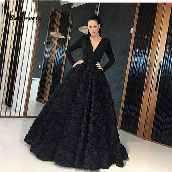 satsweety vintage black evening dresses v neck prom dress long party gown vestido de festa 3d flower elegant formal gowns, White;black
satsweety vintage black evening dresses v neck prom dress long party gown vestido de festa 3d flower elegant formal gowns, White;black