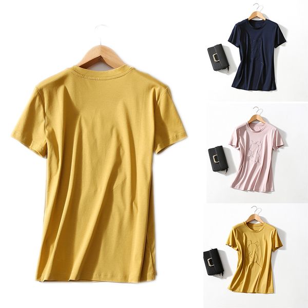 women's t-shirt 2021 round collar loose summer women colourful cotton clothes, White
women's t-shirt 2021 round collar loose summer women colourful cotton clothes, White