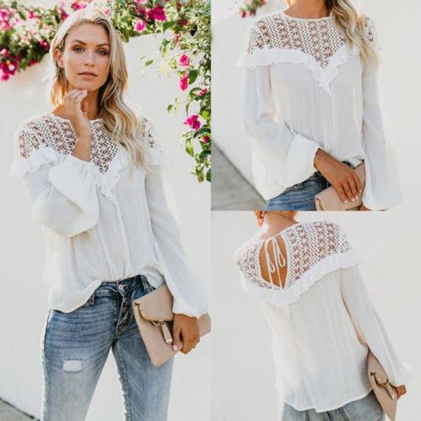 women summer long sleeve lace patchwork t-shirts loose ladies casual t-shirt plus size, White
women summer long sleeve lace patchwork t-shirts loose ladies casual t-shirt plus size, White