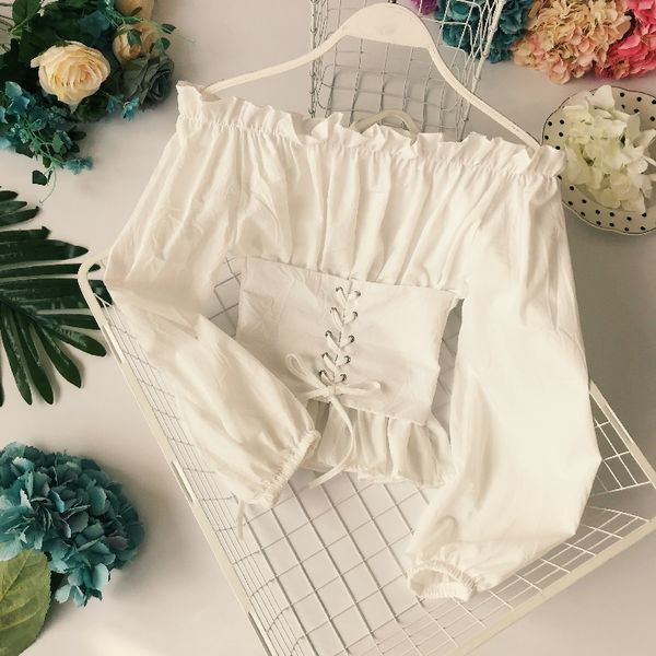 women's blouses & shirts fashion slash neck off-shoulder womens long sleeve clothes shirt casaul blouse elegant clothing, White
women's blouses & shirts fashion slash neck off-shoulder womens long sleeve clothes shirt casaul blouse elegant clothing, White