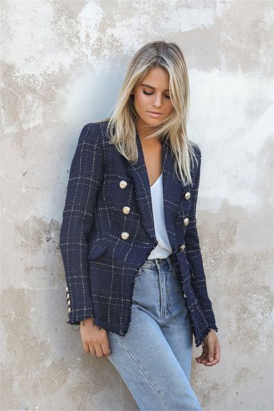 women designer jacket autumn casual fashion plaid double breasted long sleeved lapel neck suit jacket womens fashion coats, Black;brown
women designer jacket autumn casual fashion plaid double breasted long sleeved lapel neck suit jacket womens fashion coats, Black;brown