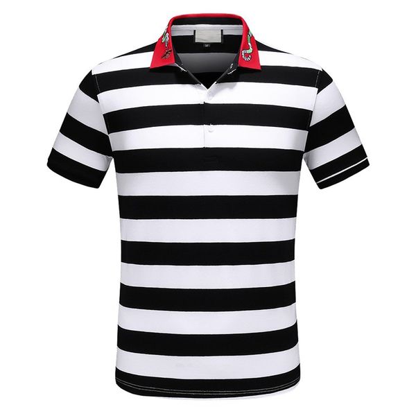 19SS The New Summer Embroidered Snake And Bee Lapels Mens Designer T Shirts Modern Stylish Striped Designer Shirts
19SS The New Summer Embroidered Snake And Bee Lapels Mens Designer T Shirts Modern Stylish Striped Designer Shirts
