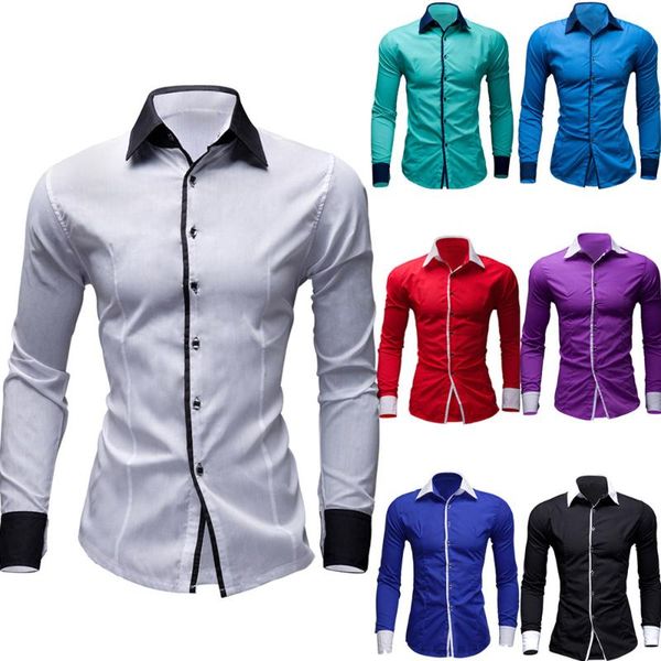 stylish men's casual pure color blouses patchwork business slim fit shirts long sleeve lapel british shirts homme yl5, White;black
stylish men's casual pure color blouses patchwork business slim fit shirts long sleeve lapel british shirts homme yl5, White;black