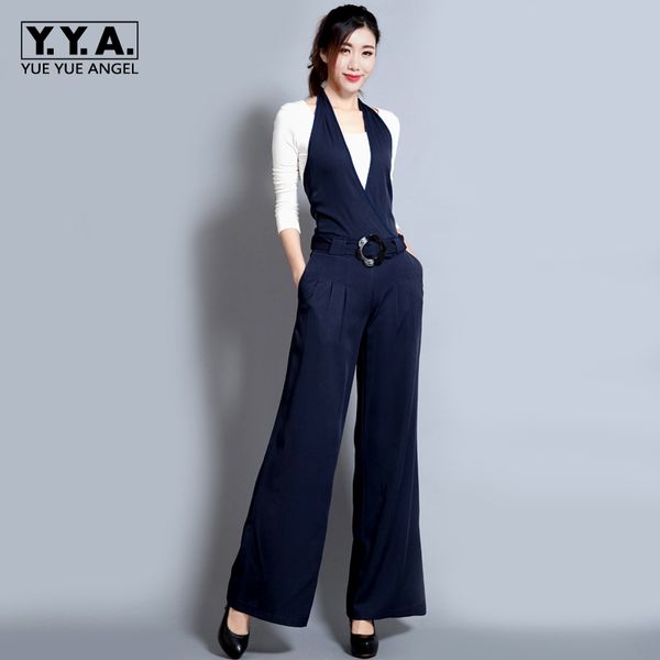 women's jumpsuits & rompers 2021 spring casual trousers black slim jumpsuit wide leg pants hanging neck bib ladies with sashes loose, Black;white
women's jumpsuits & rompers 2021 spring casual trousers black slim jumpsuit wide leg pants hanging neck bib ladies with sashes loose, Black;white