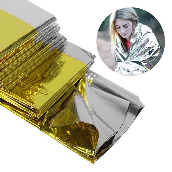 160*210cm emergency blanket lifesaving thermal insulation sunscreen blanket gold silver double color new arrival
160*210cm emergency blanket lifesaving thermal insulation sunscreen blanket gold silver double color new arrival