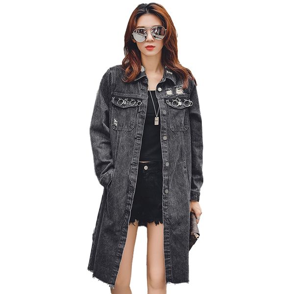 2020 women jacket black denim long spring autumn boyfriend style jeans coat straight casual korea street coat lx54, Tan;black
2020 women jacket black denim long spring autumn boyfriend style jeans coat straight casual korea street coat lx54, Tan;black