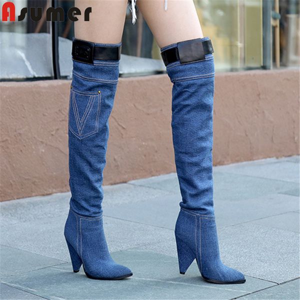 asumer fashion over the knee boots women pointed toe zip denim autumn winter boots spike heels prom ladies 2020 new, Black
asumer fashion over the knee boots women pointed toe zip denim autumn winter boots spike heels prom ladies 2020 new, Black