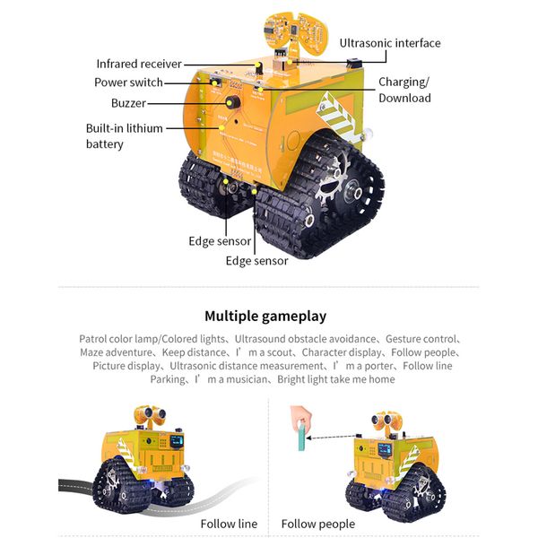 wulibot scratch + mixly programmable robot rc programming track car steam educational toys with camera/without camera for kids
wulibot scratch + mixly programmable robot rc programming track car steam educational toys with camera/without camera for kids