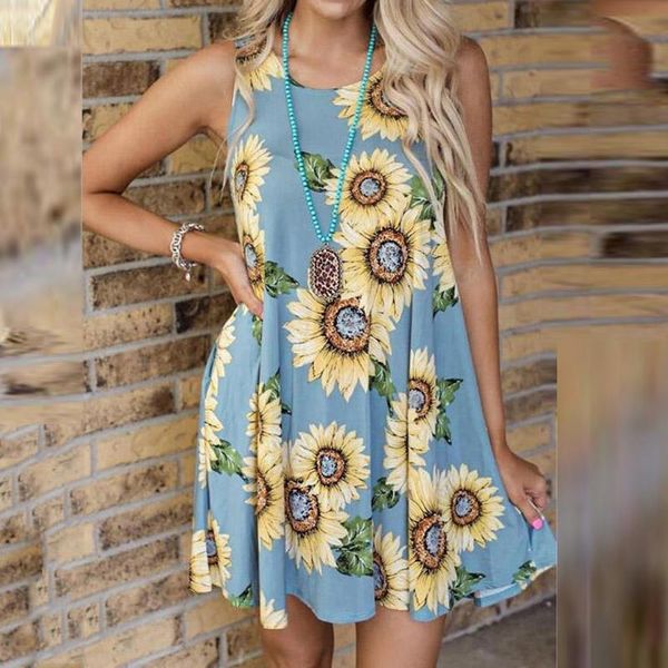 women's dress casual sunflower print sleeveless loose summer sundress girls beach dating party loose mini dress vestidos 20#30, Black;gray
women's dress casual sunflower print sleeveless loose summer sundress girls beach dating party loose mini dress vestidos 20#30, Black;gray