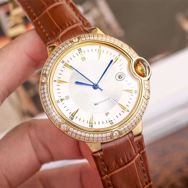 luxury watch automatic mechanical movement auto date imported calf leather strap 42mm 12mm super waterproof with box mens designer watches, Slivery;brown
luxury watch automatic mechanical movement auto date imported calf leather strap 42mm 12mm super waterproof with box mens designer watches, Slivery;brown