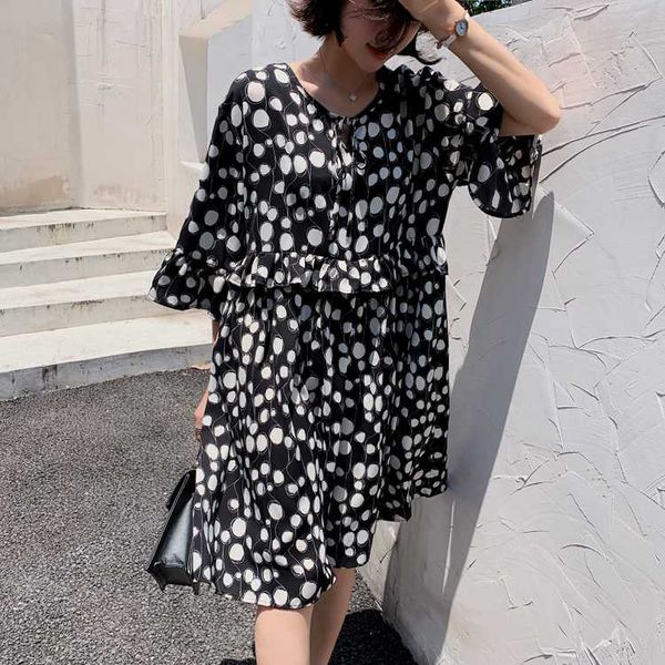summer plus size short fairy ruffles sleeve loose maternity dress irregular polka dot high waist pregnant women chiffon dress, White
summer plus size short fairy ruffles sleeve loose maternity dress irregular polka dot high waist pregnant women chiffon dress, White