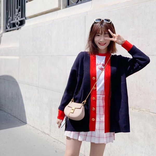 autumn winter new women knitted coat contrast color single-breasted ladies cardigan sweater top, White
autumn winter new women knitted coat contrast color single-breasted ladies cardigan sweater top, White