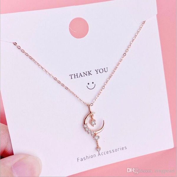 magic star moon pendant chain necklace rose gold cute girly necklaces 925 sterling silver zircon jewelry gift for party 
magic star moon pendant chain necklace rose gold cute girly necklaces 925 sterling silver zircon jewelry gift for party