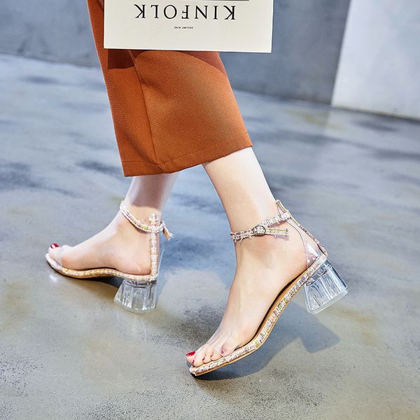 2020 new women's sandals with round head buckle sandals casual transparent shoes temperament female fashion comfortable sandals, Black
2020 new women's sandals with round head buckle sandals casual transparent shoes temperament female fashion comfortable sandals, Black