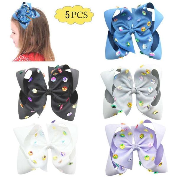5pcs 6'' summer neon color hair bows with sequin flower on glitter big hair bows jojo style, Slivery;white
5pcs 6'' summer neon color hair bows with sequin flower on glitter big hair bows jojo style, Slivery;white