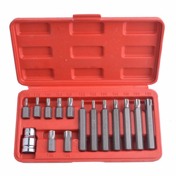 new15-pieces chrome vanadium steel torx bit set star bits set including 14pc torx bits and 1pc 1/2 inch drive socket adaptor
new15-pieces chrome vanadium steel torx bit set star bits set including 14pc torx bits and 1pc 1/2 inch drive socket adaptor