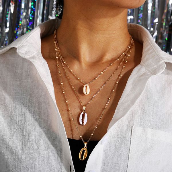 three layers of shell pendant necklace natural shell gold cowrie women friend cowry seashell necklace bohemian jewelry, Silver
three layers of shell pendant necklace natural shell gold cowrie women friend cowry seashell necklace bohemian jewelry, Silver
