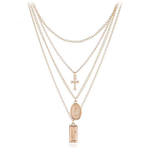women alloy tag cross sweater chain fashion simple religious virgin multilayer necklace, Silver
women alloy tag cross sweater chain fashion simple religious virgin multilayer necklace, Silver