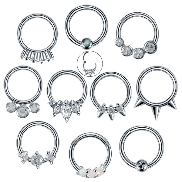 

1pc 16g steel nose piercing segment hinged rings piercing nariz septum clicker labret rings nose earrings piercings body jewelry, Slivery;golden