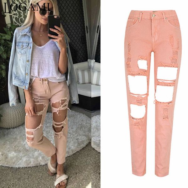 women's jeans logami distressed boyfriend woman high waist ripped women straight denim pants pink, Blue
women's jeans logami distressed boyfriend woman high waist ripped women straight denim pants pink, Blue