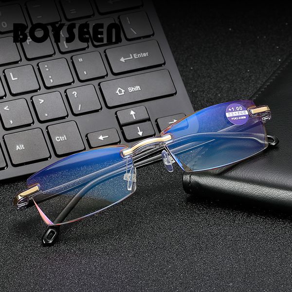 boyseen fashion frameless trimming men and women reading glasses resin comfortable anti-blue old glasses 802a, White;black
boyseen fashion frameless trimming men and women reading glasses resin comfortable anti-blue old glasses 802a, White;black