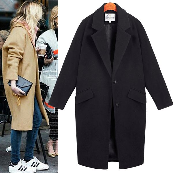 2018 fashion cocoon coat women coat famale overcoat medium-long spring autumn winter slim blend woolen outerwear casaco loose, Black
2018 fashion cocoon coat women coat famale overcoat medium-long spring autumn winter slim blend woolen outerwear casaco loose, Black