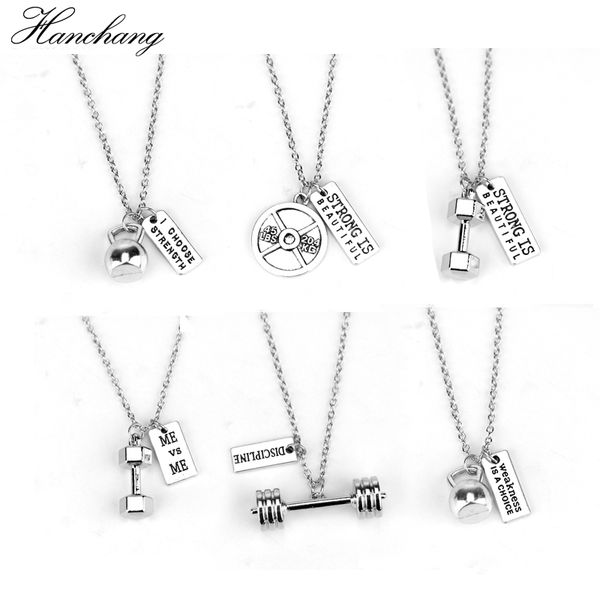 fitness gym dumbbell silver charm pendant necklace strong is beautiful women men necklace fashion sports jewelry men gift 
fitness gym dumbbell silver charm pendant necklace strong is beautiful women men necklace fashion sports jewelry men gift
