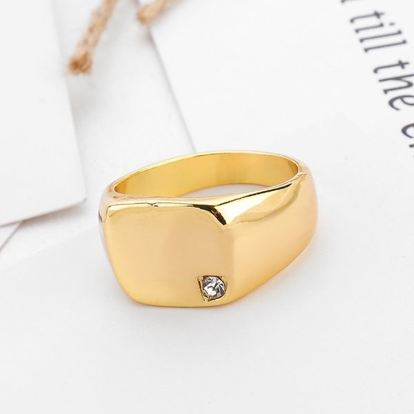 wholesale- simple glossy crystal light block square ring plate imitation titanium steel finger ring big width signet ring sale, Silver
wholesale- simple glossy crystal light block square ring plate imitation titanium steel finger ring big width signet ring sale, Silver