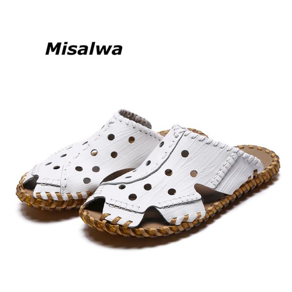 misalwa sandals men 2019 summer handmade leather casual slippers beach breathable waterproof shoes male white flat drop shipping, Black
misalwa sandals men 2019 summer handmade leather casual slippers beach breathable waterproof shoes male white flat drop shipping, Black