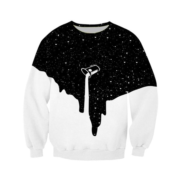 space galaxy milk dripping 3d print women men sweater, Black 
space galaxy milk dripping 3d print women men sweater, Black