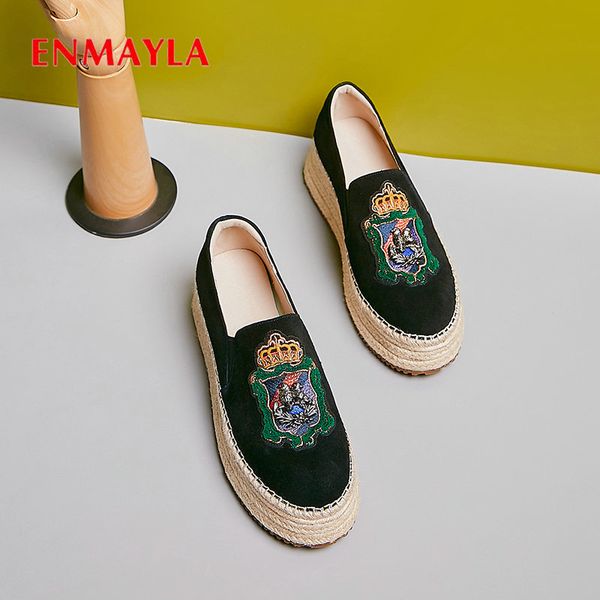 enmayla 2019 kid suede slip-on woman shoes fashion round toe wedge high heels casual embroider women pumps size 34-39, Black
enmayla 2019 kid suede slip-on woman shoes fashion round toe wedge high heels casual embroider women pumps size 34-39, Black