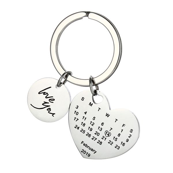 1pc valentine's day keyring stainless steel heart shaped calendar key ring keychain for aniversary gift lover wedding couple, Silver
1pc valentine's day keyring stainless steel heart shaped calendar key ring keychain for aniversary gift lover wedding couple, Silver