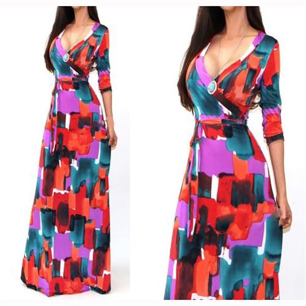 bag hip v-neck three quarters sleeve sashes print maxi women ladies elegant long dresses robe longue femme sukienki damskie, Black;gray
bag hip v-neck three quarters sleeve sashes print maxi women ladies elegant long dresses robe longue femme sukienki damskie, Black;gray