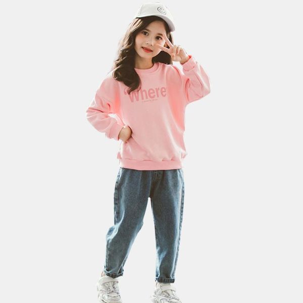 girls clothes letter sweatshirt & jeans 2pcs suit for girls long sleeve kid clothes spring casual for 6 8 10 12 14, White
girls clothes letter sweatshirt & jeans 2pcs suit for girls long sleeve kid clothes spring casual for 6 8 10 12 14, White