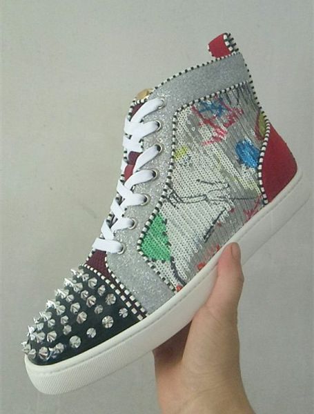 designer red bottom shoes mens studded spikes high sneakers paris version women shoes high party lovers flats t07, Black
designer red bottom shoes mens studded spikes high sneakers paris version women shoes high party lovers flats t07, Black