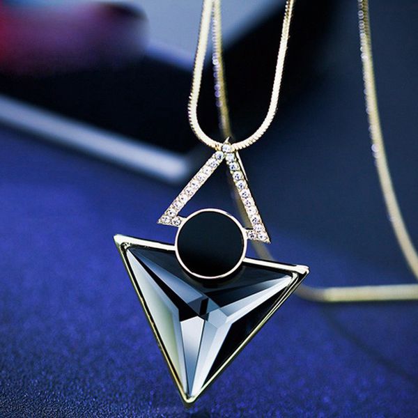 f&u fashion rhinestone double triangles pendant long necklace female winter sweater chain blue & brown pendant colar for woman, Silver
f&u fashion rhinestone double triangles pendant long necklace female winter sweater chain blue & brown pendant colar for woman, Silver