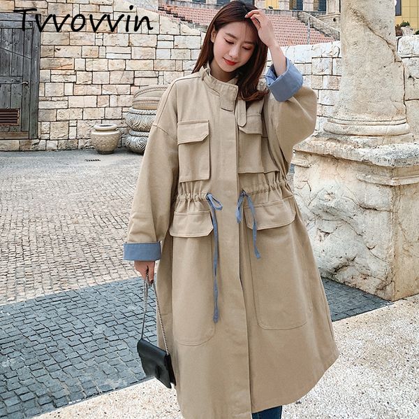 tvvovvin 2019 new autumn winter lapel long sleeve denim spliced pockets drawstring pleated windbreaker women trench fashion c801, Tan;black
tvvovvin 2019 new autumn winter lapel long sleeve denim spliced pockets drawstring pleated windbreaker women trench fashion c801, Tan;black