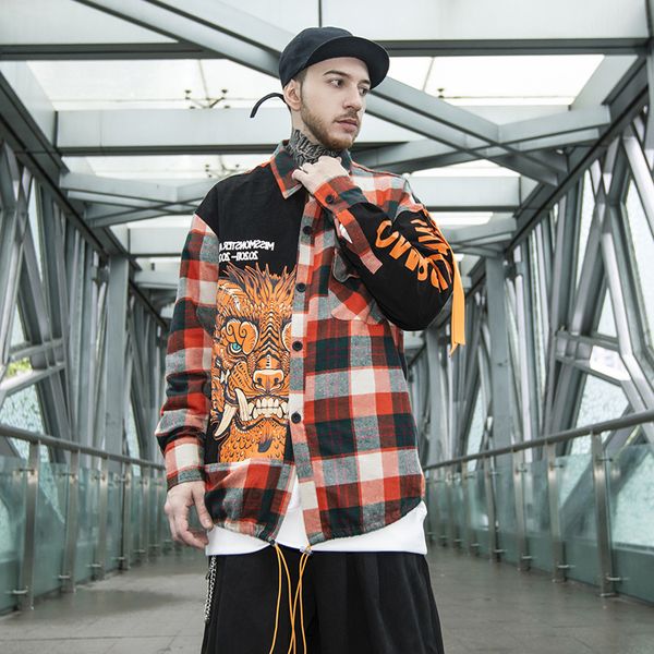 shirts men cotton plaid checkerboard shirts full sleeve patchwork chinese style print ribbon hip hop casual streetwear autumn, White;black
shirts men cotton plaid checkerboard shirts full sleeve patchwork chinese style print ribbon hip hop casual streetwear autumn, White;black