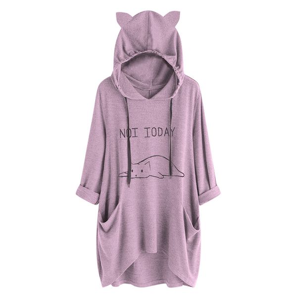 women hoodies sudadera mujer invierno casual lying cat printed long sleeve cat ear hooded sweatshirt pocket hoodies, Black
women hoodies sudadera mujer invierno casual lying cat printed long sleeve cat ear hooded sweatshirt pocket hoodies, Black