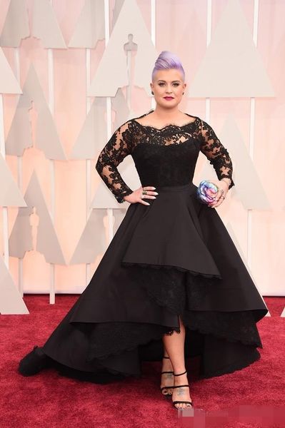 black plus size long sleeves evening dresses illusion bateau neckline high low sweep train lace satin tulle appliqued prom party gown, Black;red
black plus size long sleeves evening dresses illusion bateau neckline high low sweep train lace satin tulle appliqued prom party gown, Black;red