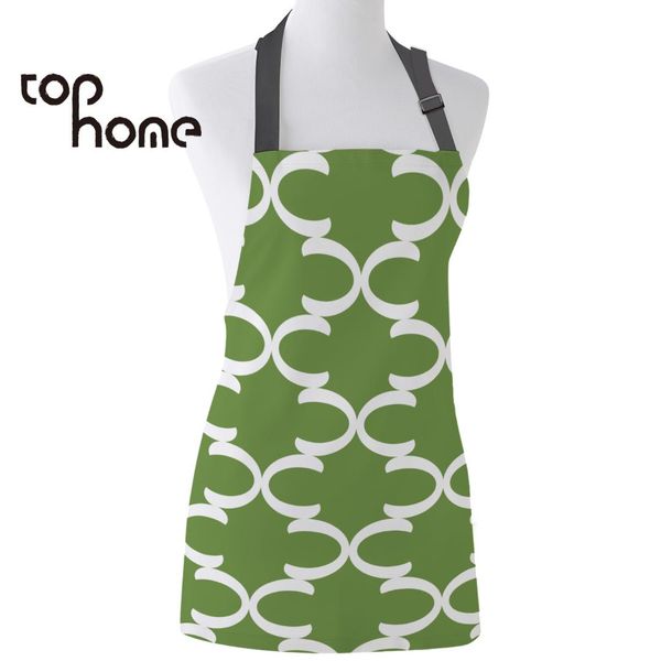 

ome fashionable kitchen apron light green moroccan geometric checks painting canvas aprons female kids cleaning tool bib