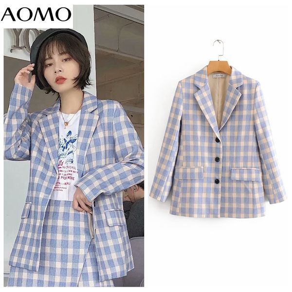 aomo 2020 autumn women blue plaid blazer female long sleeve elegant jacket ladies work wear blazer suits da26a, White;black
aomo 2020 autumn women blue plaid blazer female long sleeve elegant jacket ladies work wear blazer suits da26a, White;black