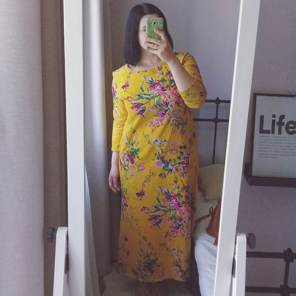 romacci vintage women maxi floral dress long sleeves pockets o neck plus size cotton linen dress loose big size dress robe femme y190425, Black;pink
romacci vintage women maxi floral dress long sleeves pockets o neck plus size cotton linen dress loose big size dress robe femme y190425, Black;pink