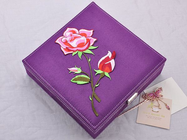 embroidered rose flower jewelry box 2 layers with key jewelry case rose velvet box jewerly organizer box c19010501, Black;white
embroidered rose flower jewelry box 2 layers with key jewelry case rose velvet box jewerly organizer box c19010501, Black;white