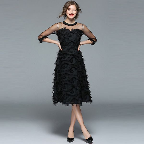 luxury women evening party dresses new arrival spring fashion tassel o-neck elegant black female dress, Black;gray
luxury women evening party dresses new arrival spring fashion tassel o-neck elegant black female dress, Black;gray